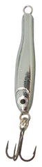 Thundermist Stingnose Jigging Spoon in chrome attracts panfish and gamefish with a lifelike fall