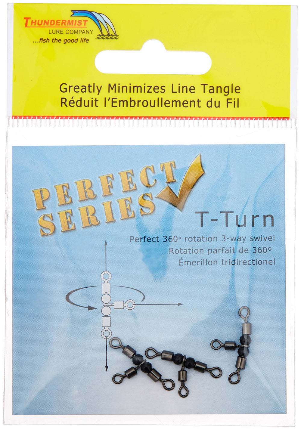Thundermist T-Turn swivel closeup with black nickel finish preventing tangles.