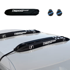 THURSO SURF universal roof rack secures a kayak for safe transport.