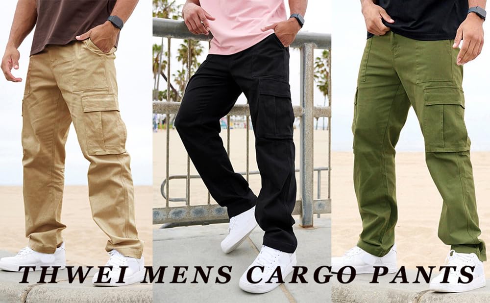 THWEI cargo pants back pockets detail offers safe place for small items.