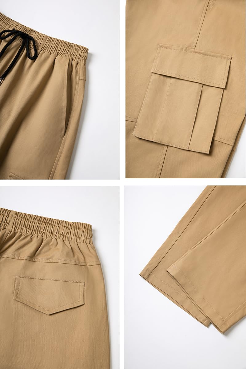 THWEI cargo pants fabric texture close-up showing cotton-spandex blend.