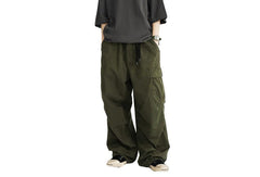 THWEI mens baggy cargo pants front view shows relaxed fit and streetwear appeal.