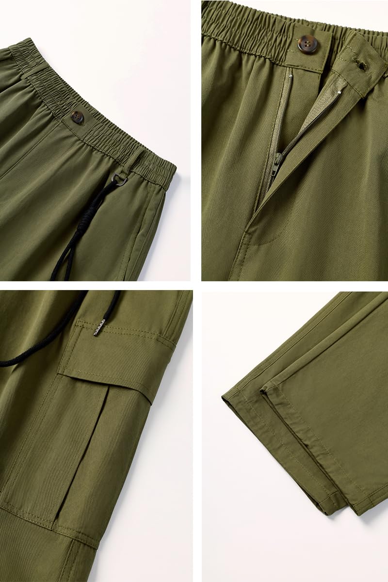 THWEI mens baggy cargo pants side seam view shows mobility and style.