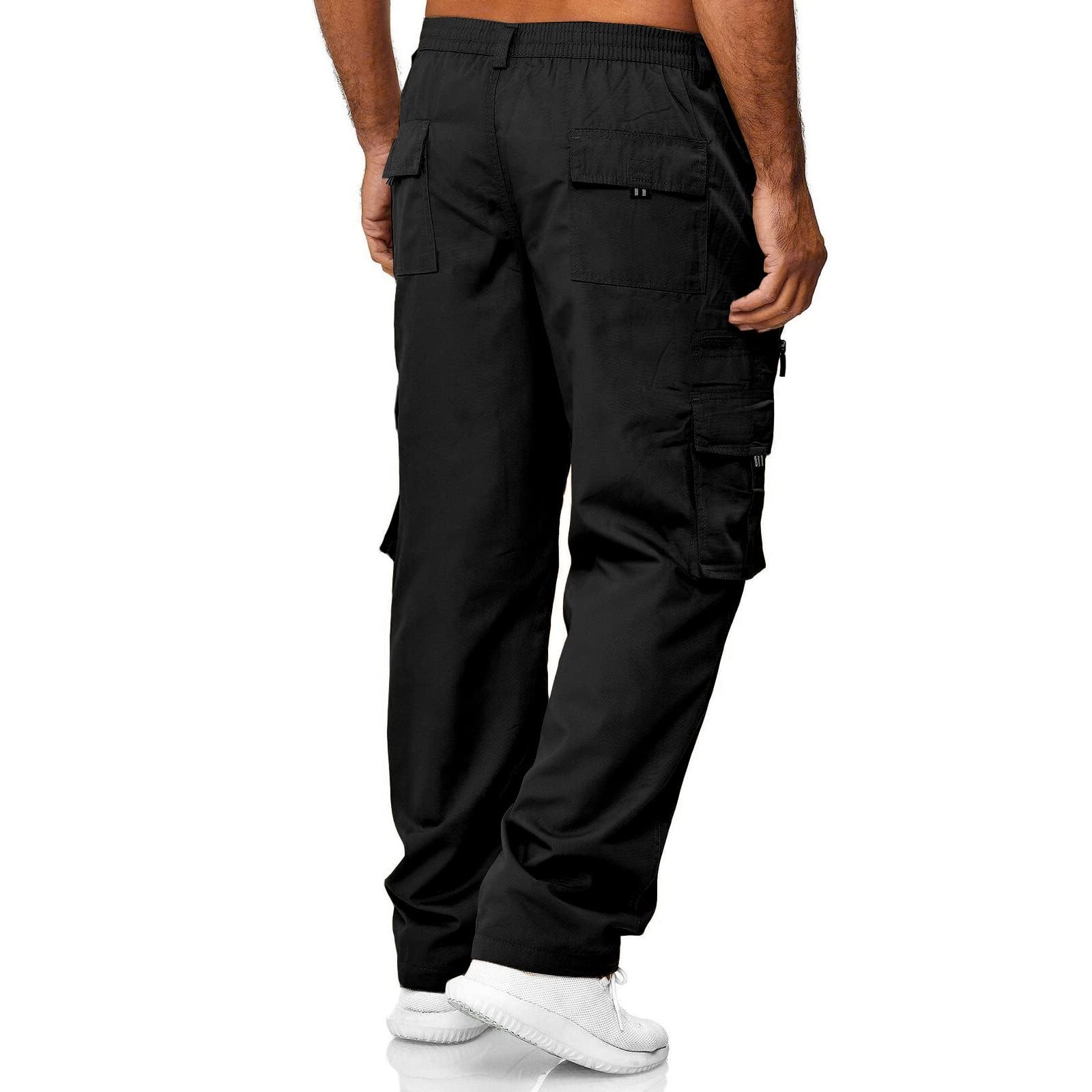 THWEI mens cargo pants back flap pockets add extra storage on trips.