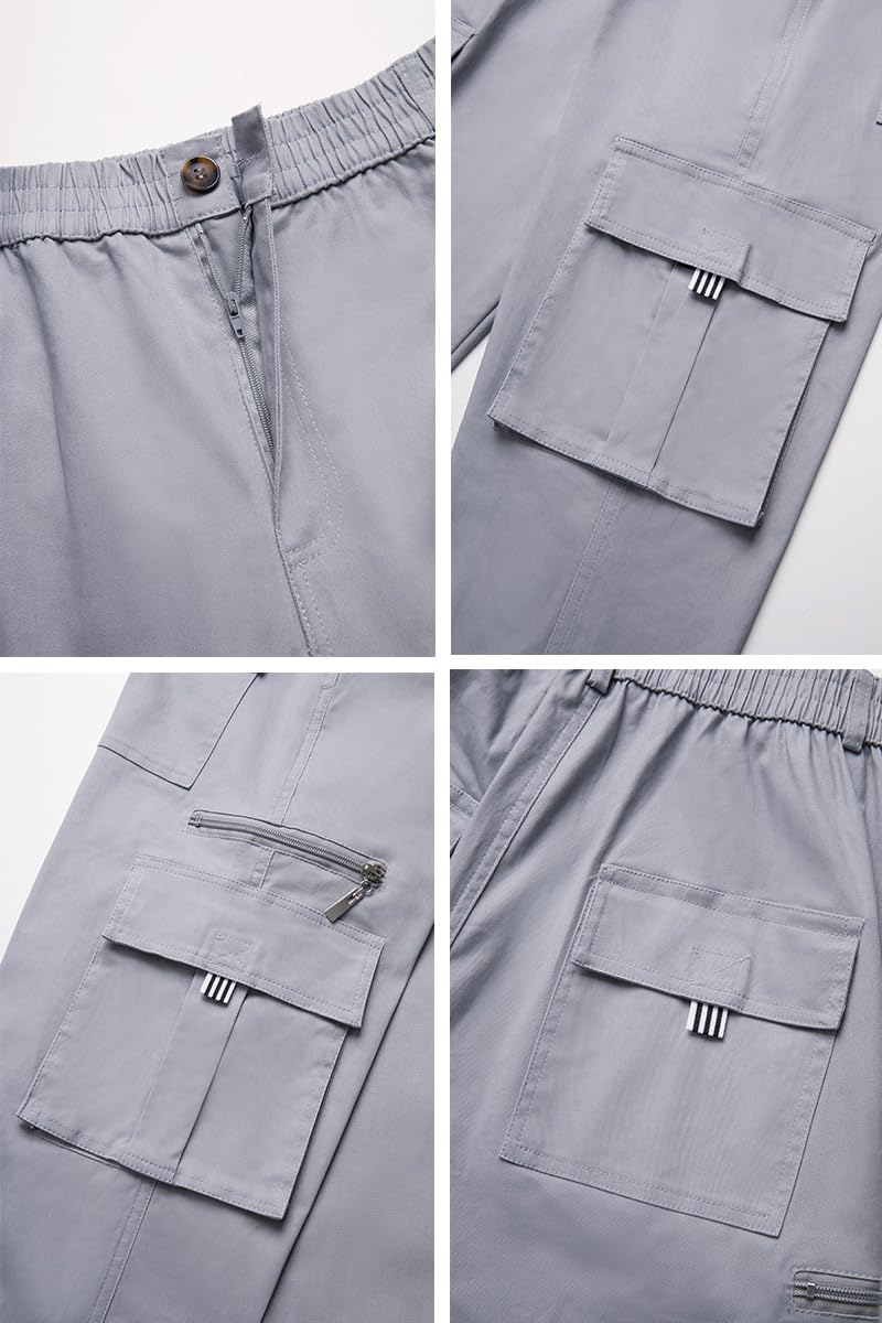 THWEI cargo pants beige-grey color display for versatile year-round style.