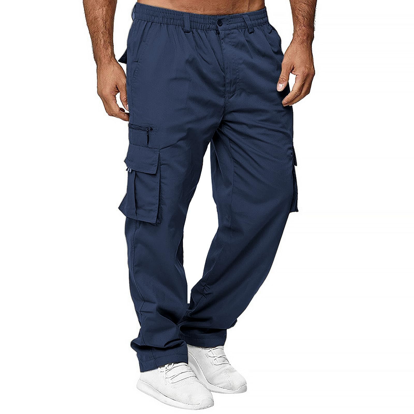 THWEI mens cargo pants navy fabric texture highlighting durable cotton blend for everyday wear