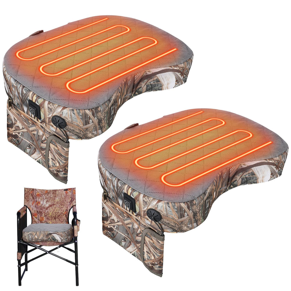 Thyle heated seat cushion on a tree stand in reed camouflage for all-day comfort.