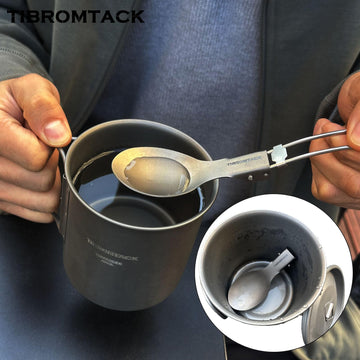 TIBROMTACK titanium spoon eco-friendly choice for lightweight outdoor dining.