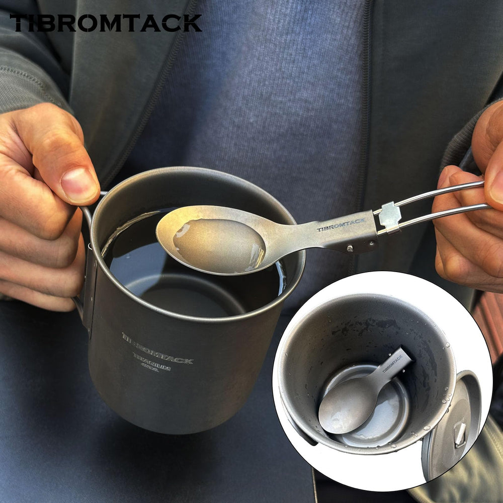 TIBROMTACK titanium spoon eco-friendly choice for lightweight outdoor dining.