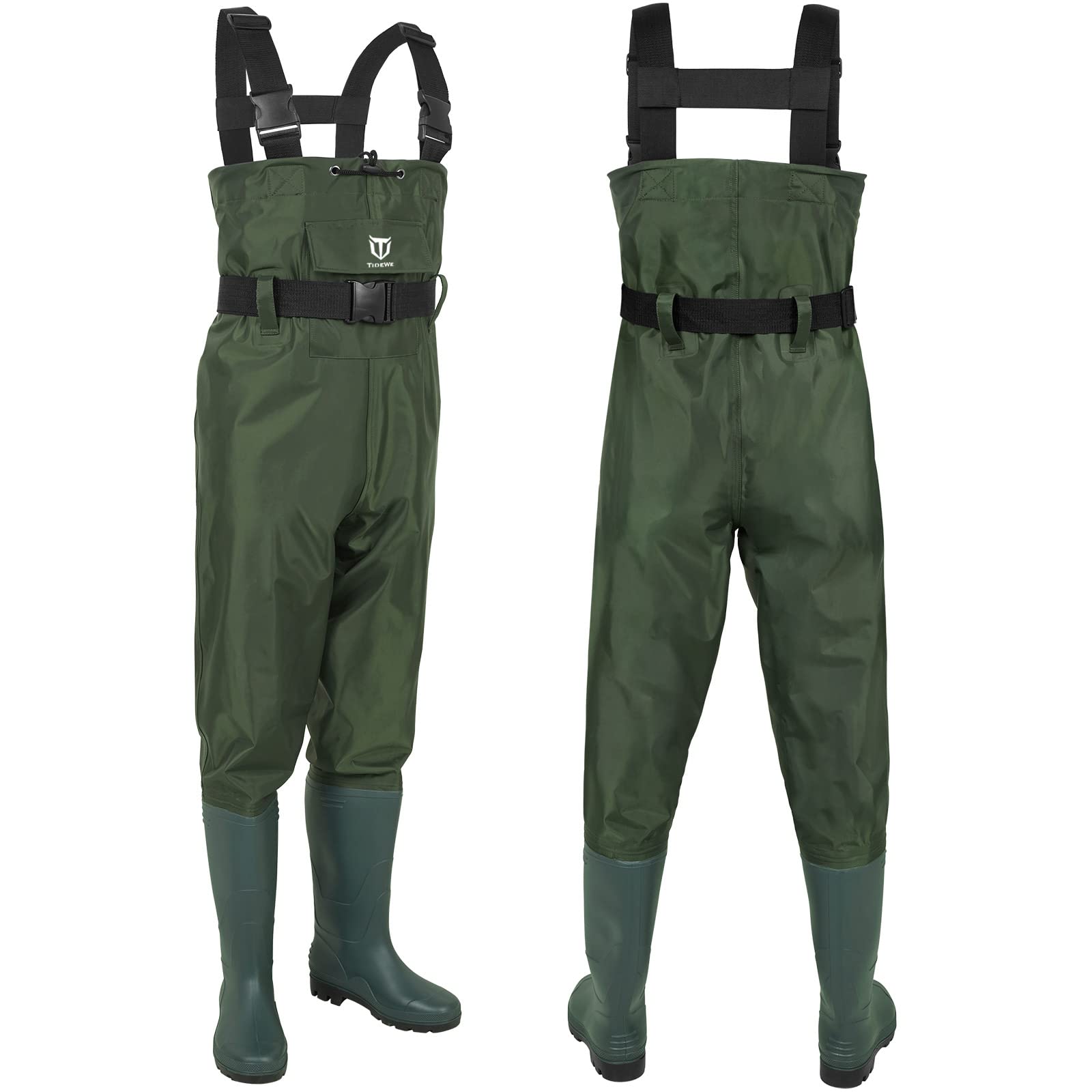 TIDEWE bootfoot chest wader nylon-pvc upper emphasizes flexible, waterproof protection