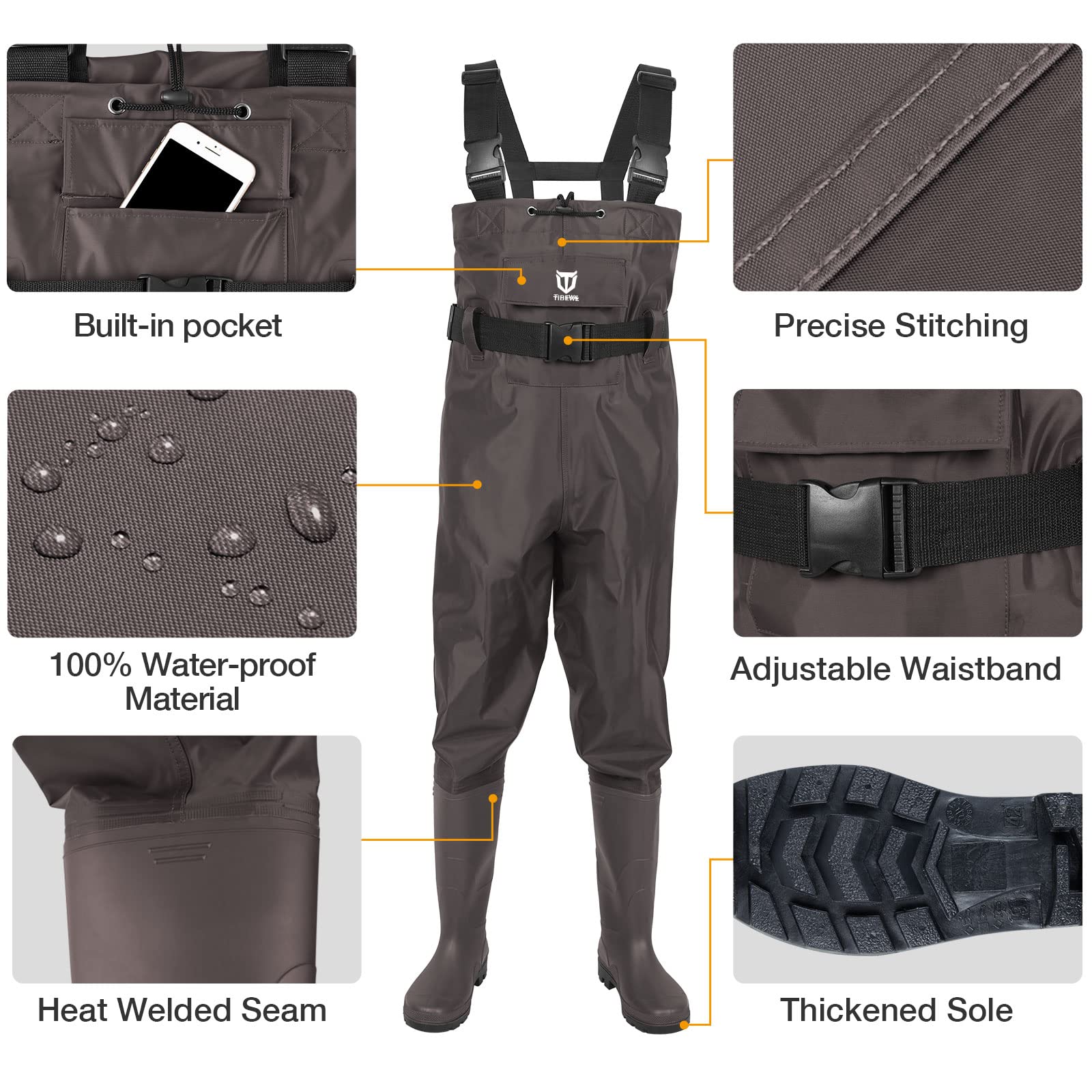 TIDEWE wader with taped seams ensuring reliable waterproof performance during long days