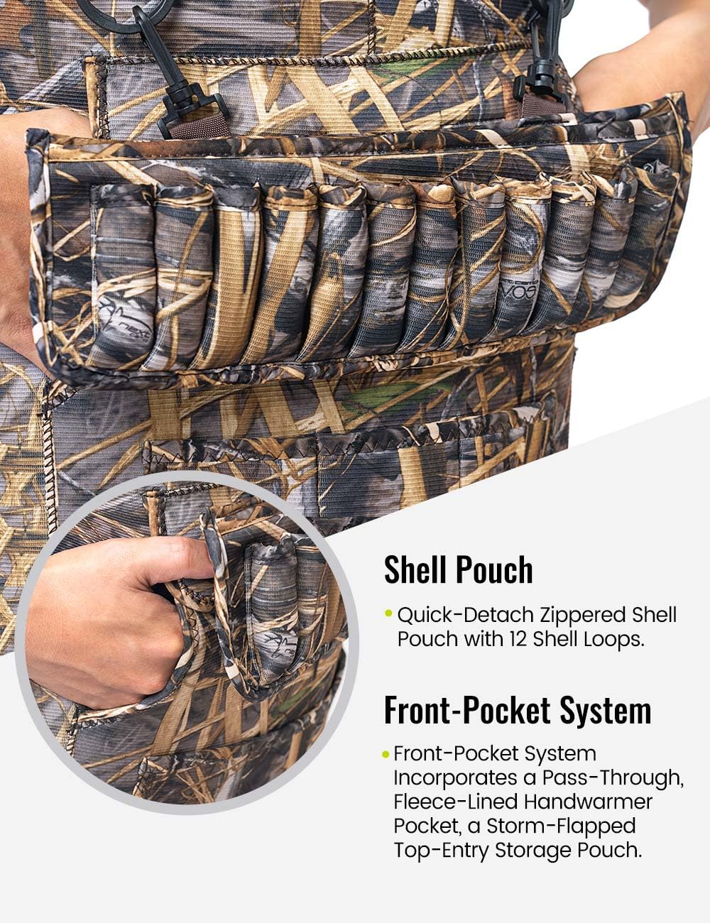 TIDEWE front-pocket shell pouch keeps chokes and calls within reach