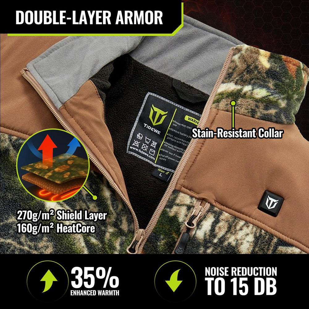 TIDEWE heated jacket fleece close-up highlighting soft, breathable material.