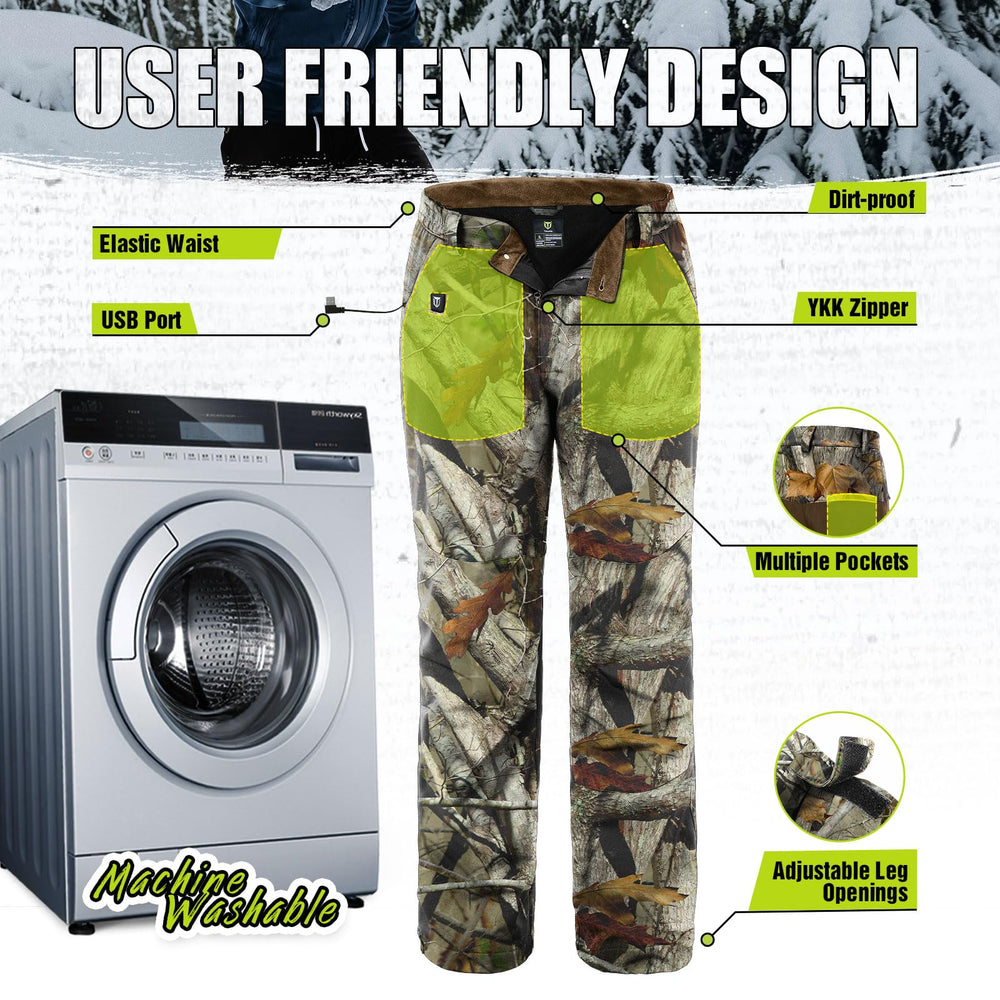 TIDEWE heated pants with YKK zipper details for secure closure.