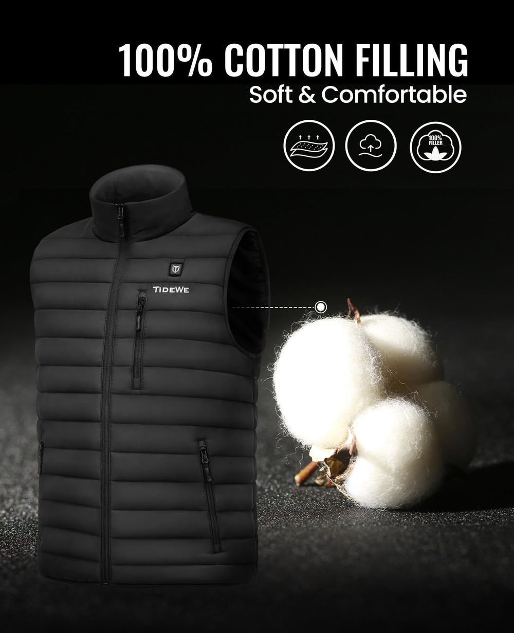 TIDEWE heated vest collar and pockets for discreet warmth outdoors