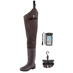 TIDEWE hip wader upper view shows waterproof design for all-weather fishing.