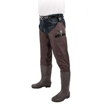 TIDEWE hip wader wet terrain image highlights mud resistance and dry comfort.