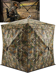 TIDEWE hunting blind with 270-degree see-through mesh for broad field awareness.