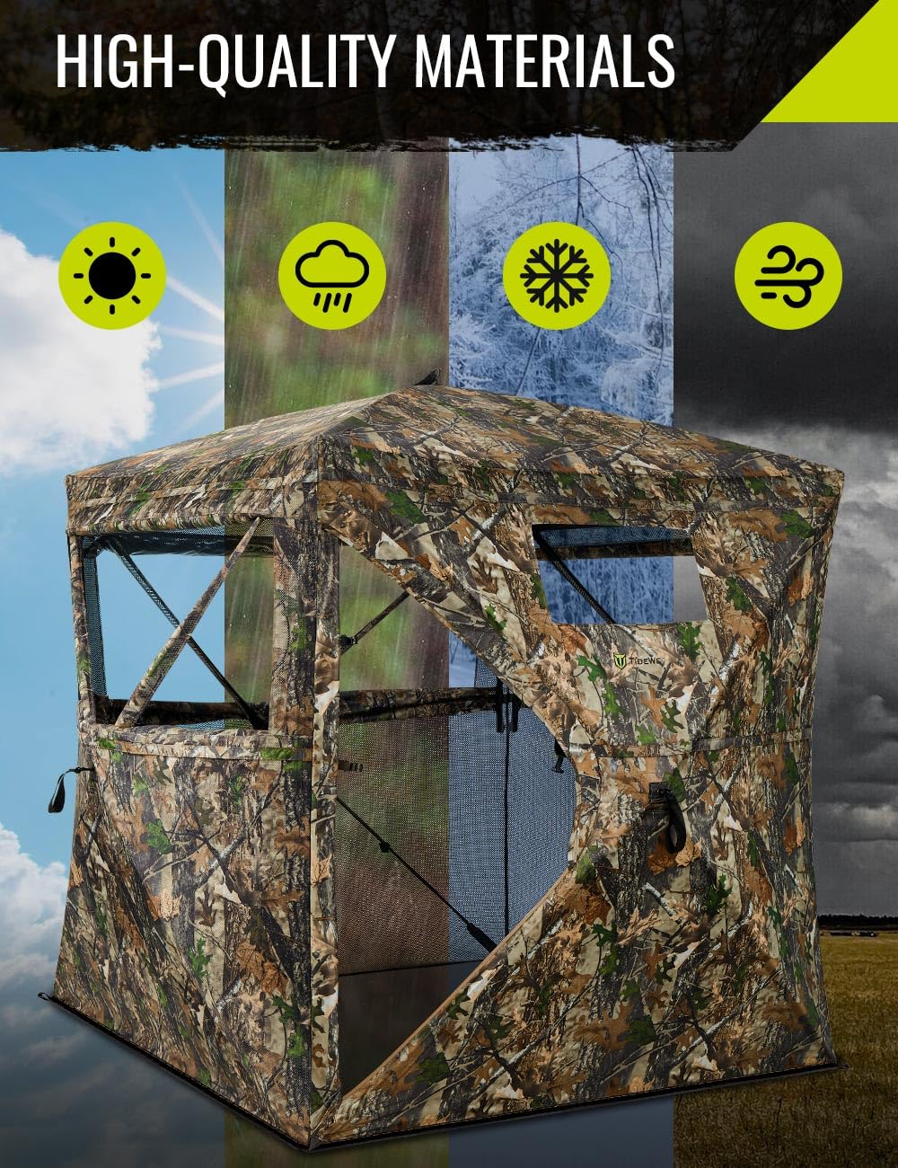 TIDEWE 3-4 person space supports larger hunting groups with ample room.