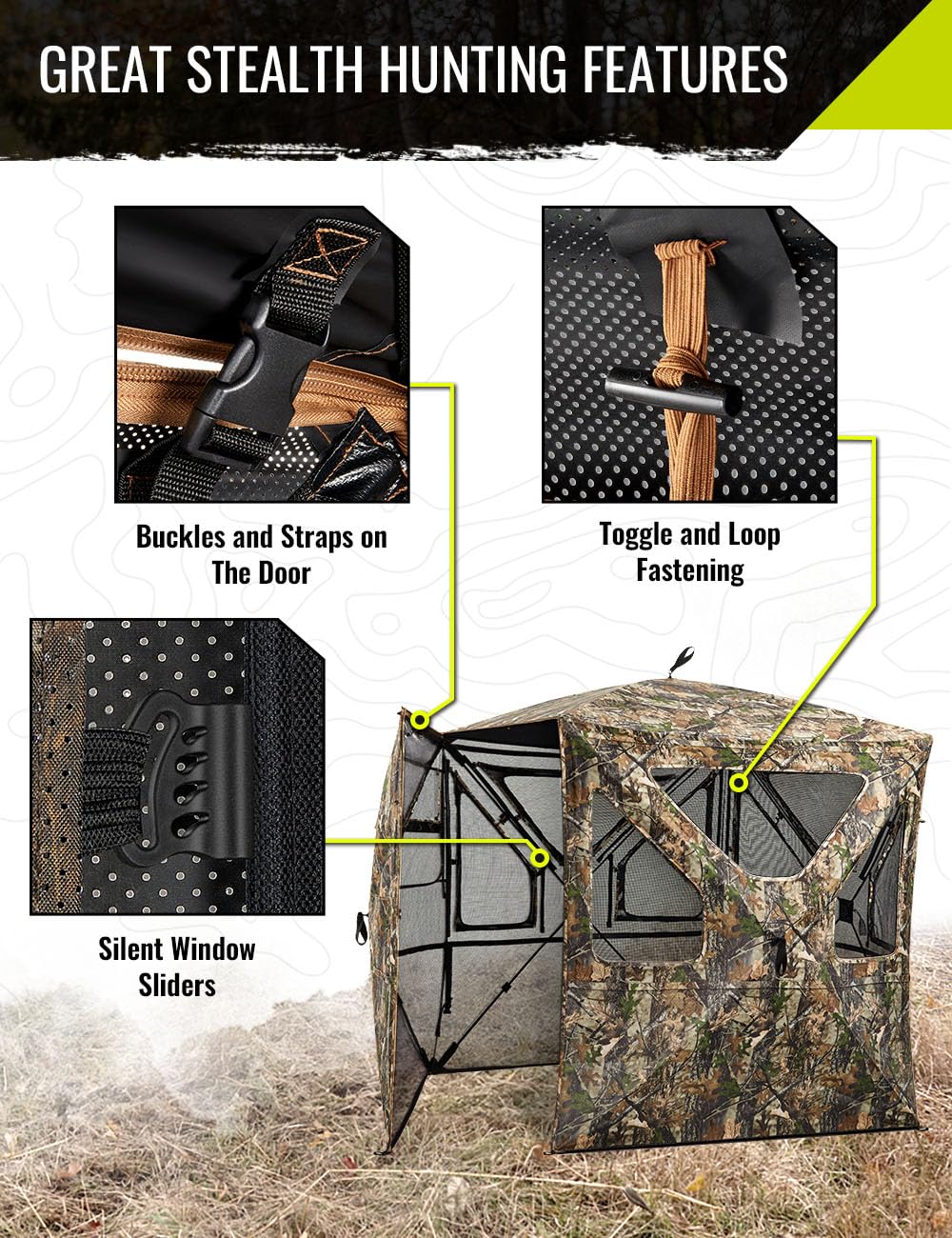 TIDEWE hunting blind four-sided swing door for easy access