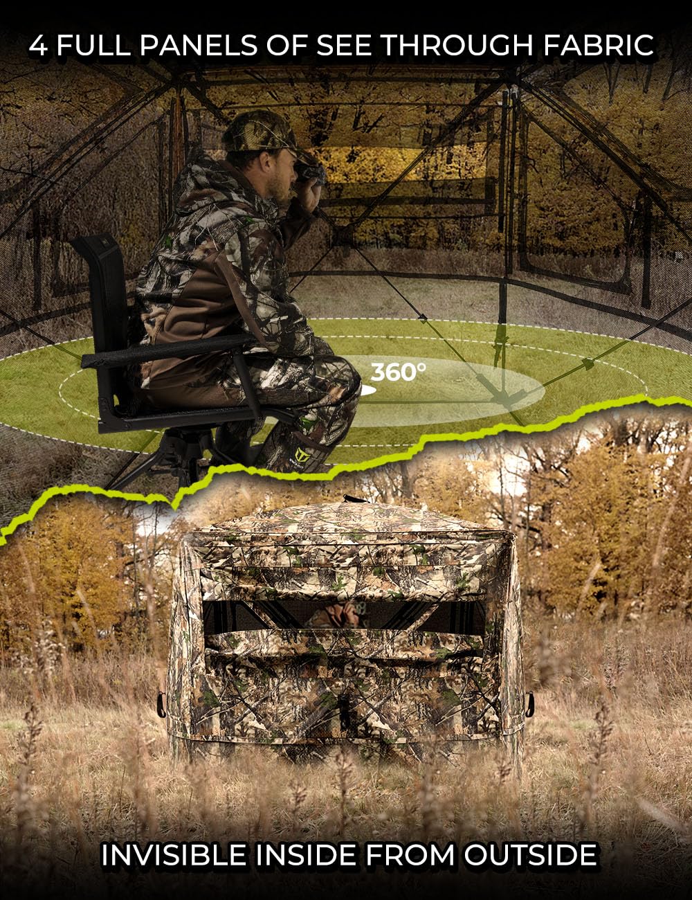TIDEWE hunting blind removable blackout panel for adjustable visibility