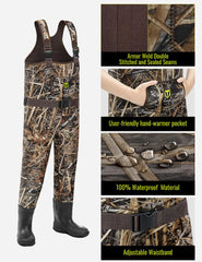 TIDEWE kids waders bootfoot sole offer solid traction on slippery surfaces.
