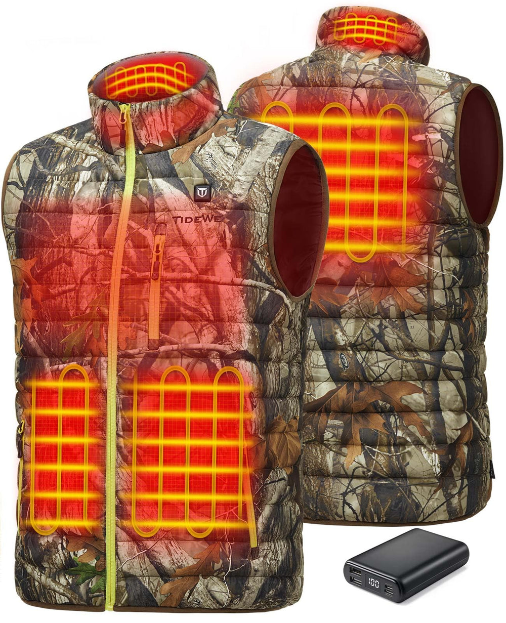 TideWe men's heated vest Next Camo front view for outdoor warmth