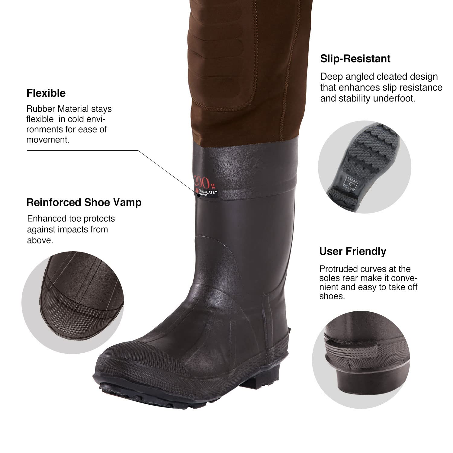 TIDEWE Neoprene Waders adjustable suspenders for easy on/off and secure fit