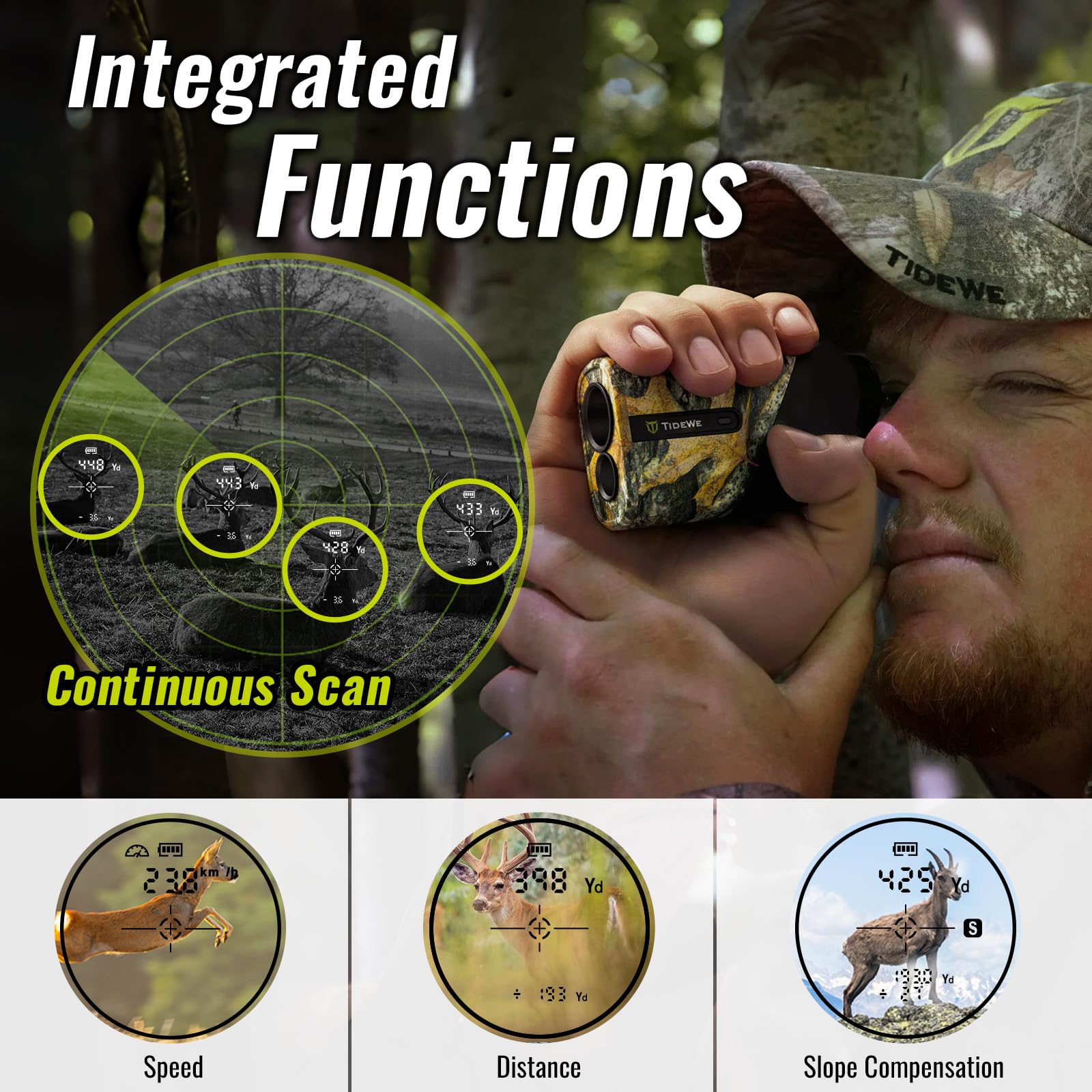 TIDEWE rangefinder mini 6.5x magnification clarifies distant targets.