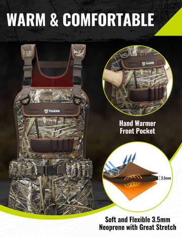 TIDEWE waders non-slip textured soles boost stability on slick terrain