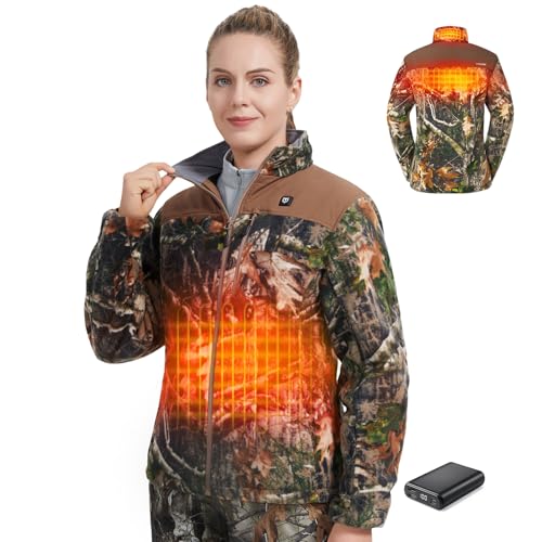 TIDEWE women's heated jacket camo back view highlighting full-coverage warmth