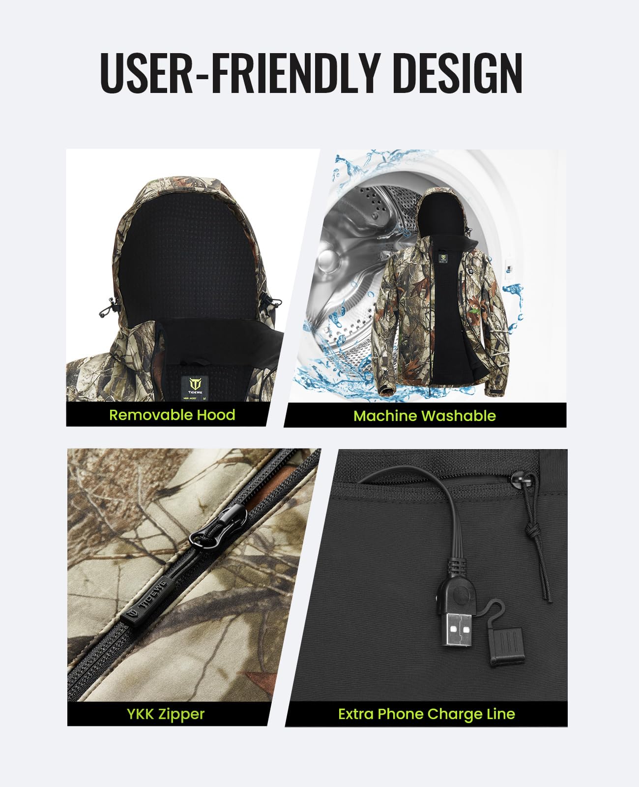 TIDEWE YKK zipper and precise stitching ensure durability and easy layering