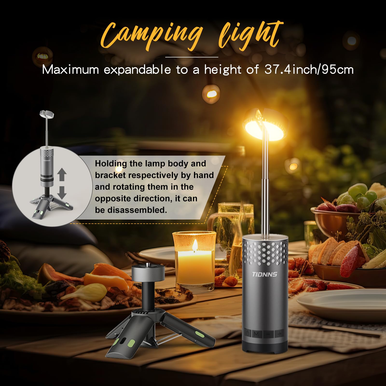 TIDNNS detachable light head with magnetic base for hands-free mounting