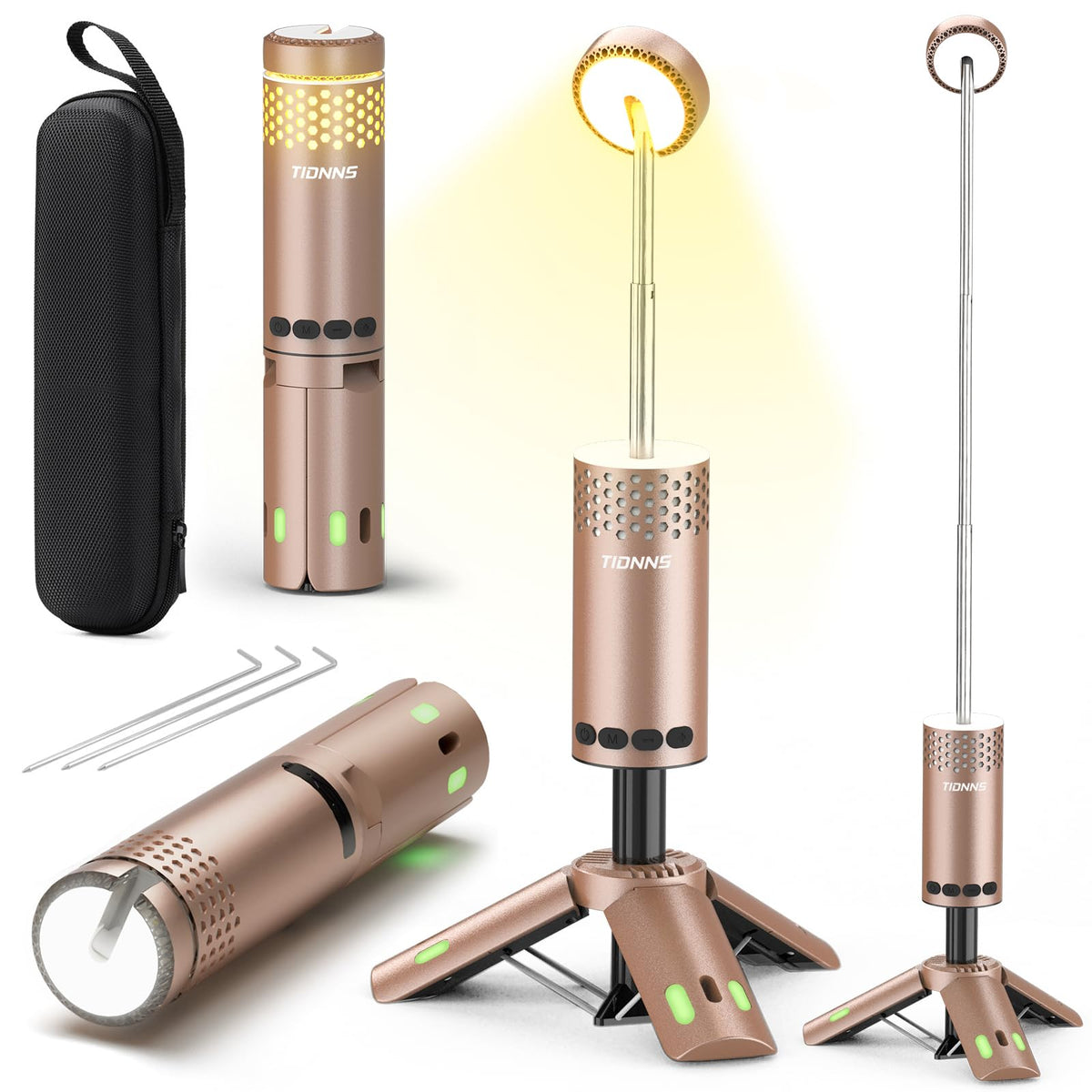 TIDNNS camping lights detachable head with magnetic base for quick mounting.