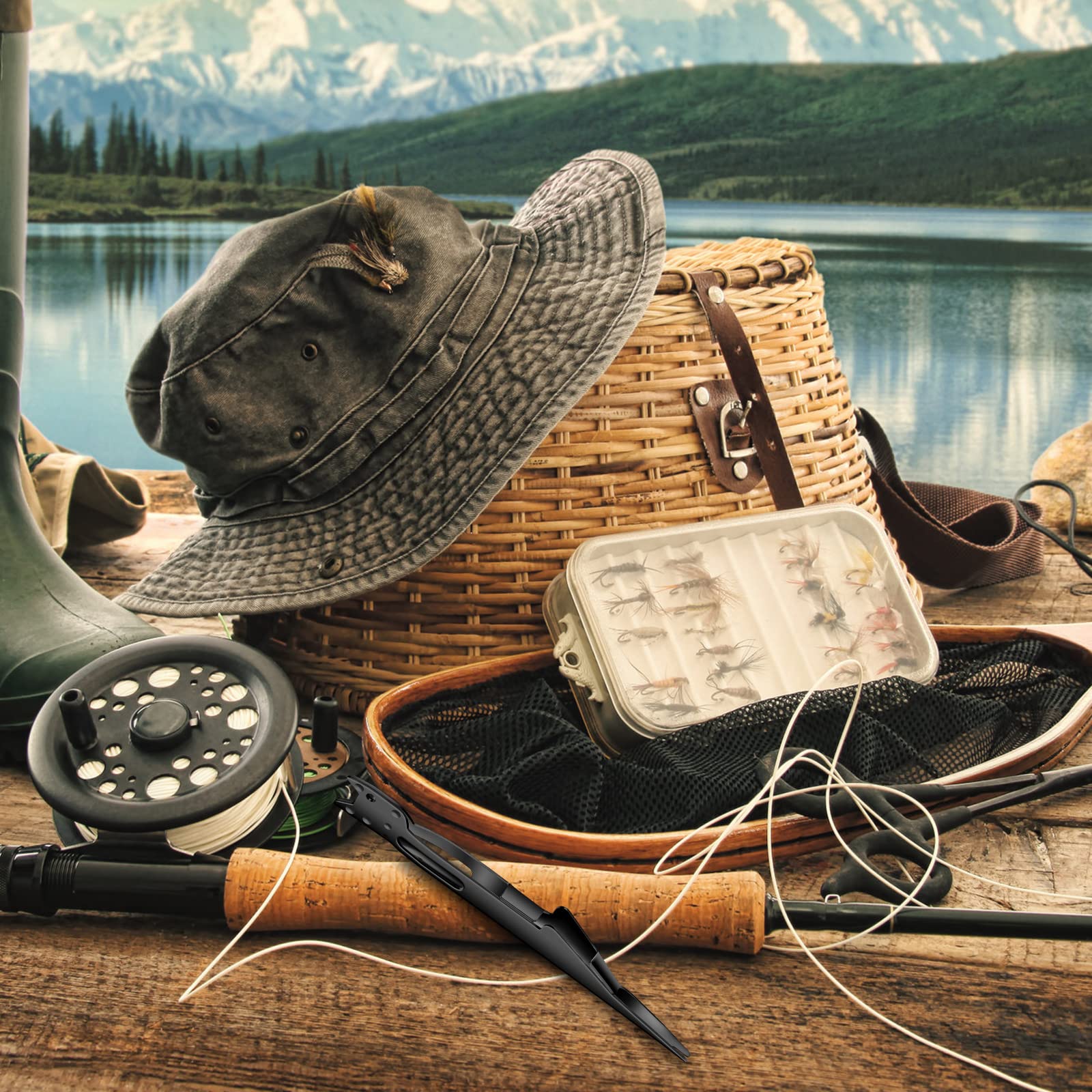 Portable fly fishing accessory shown with fishing bag
