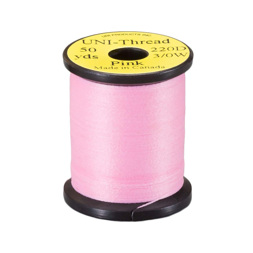 TIEMCO Uni Thread 3/0 pink for durable fly tying and clean wraps.