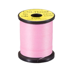 TIEMCO Uni Thread 3/0 pink for durable fly tying and clean wraps.
