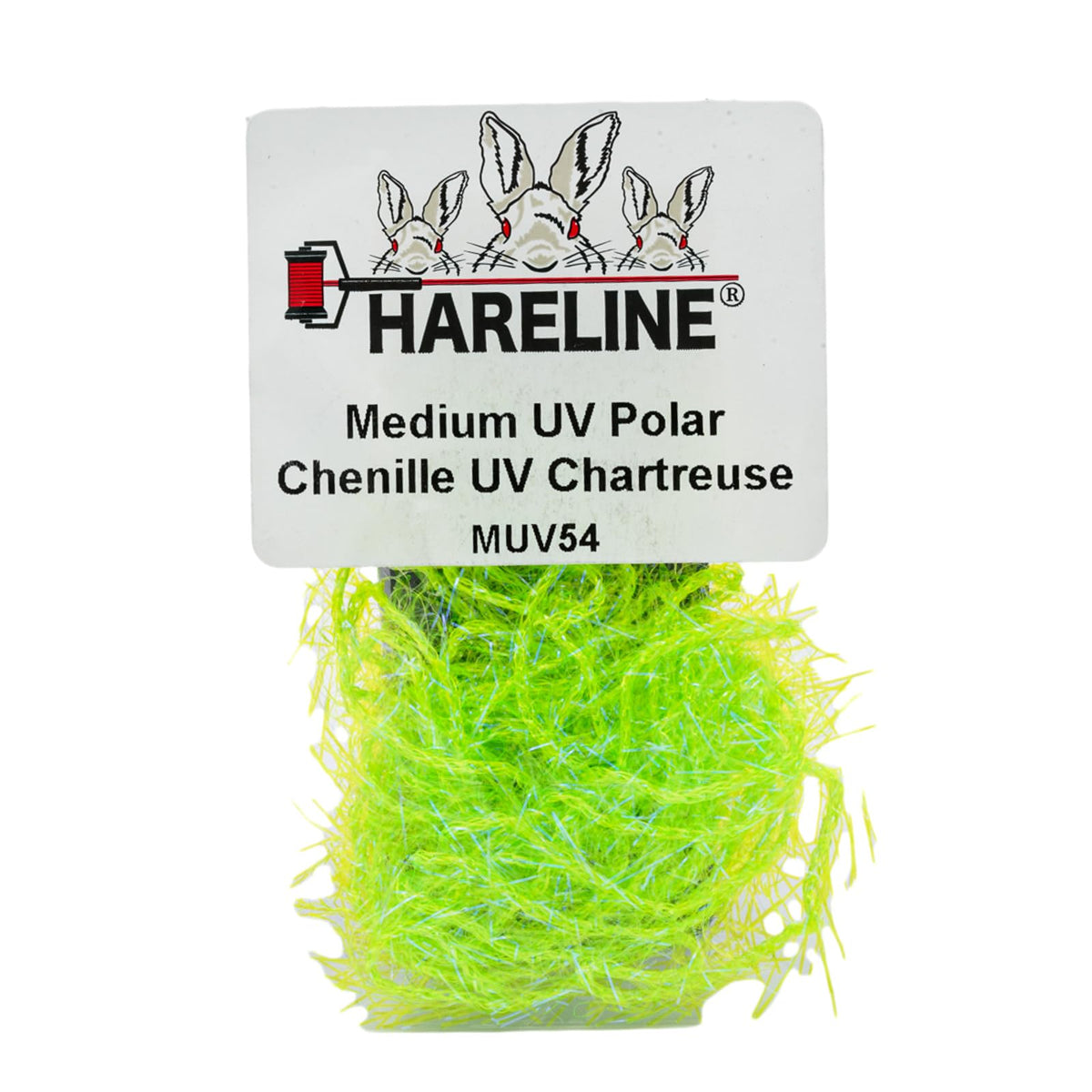 TIEMCO Hairline Dubbing with UV Polar Chenille in Chartreuse #54 for vibrant lake fly bodies.