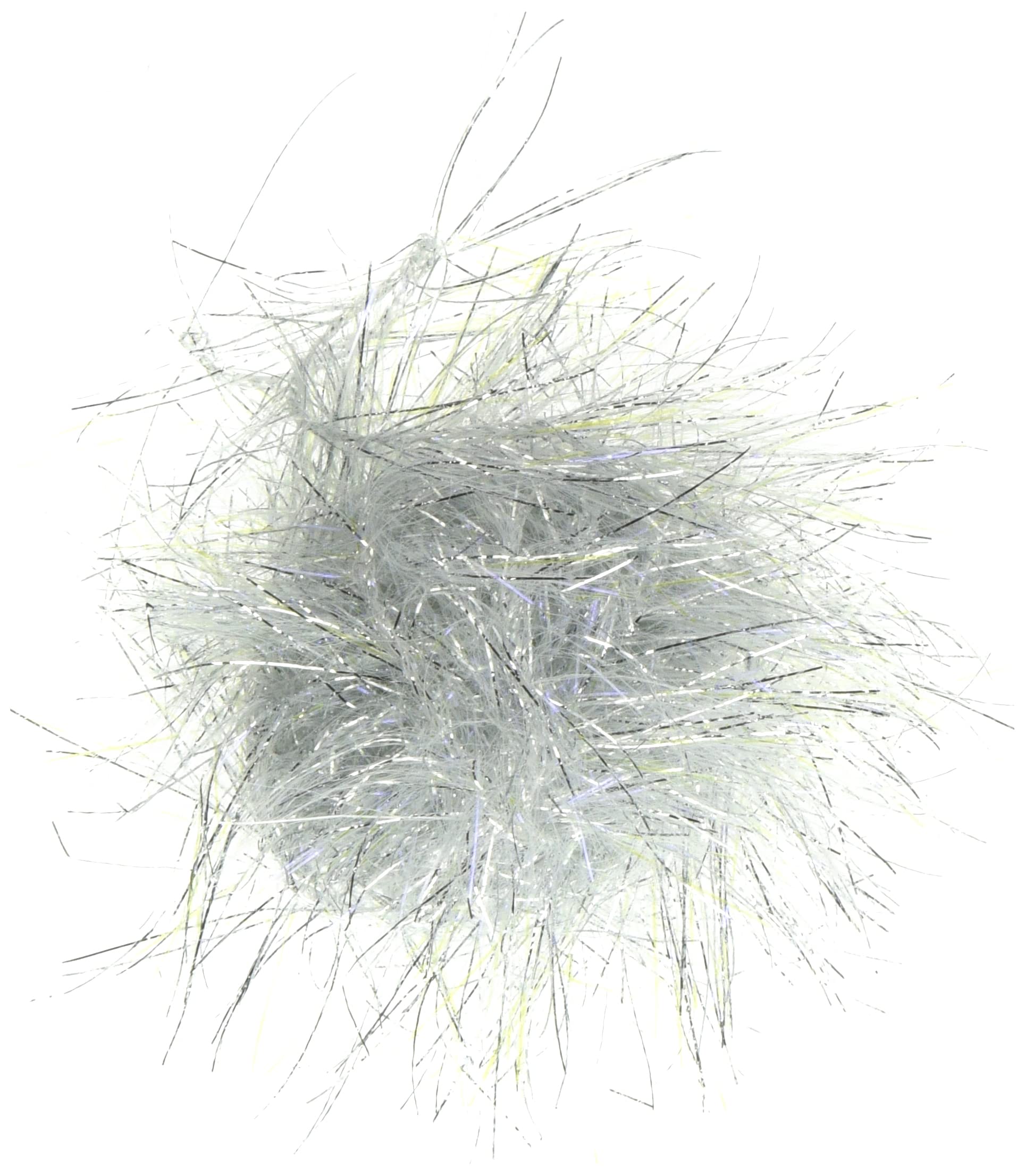 TIEMCO Hairline Dubbing UV Polar Chenille Silver 344 closeup highlights UV glow for night fishing.