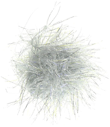 TIEMCO Hairline Dubbing UV Polar Chenille Silver 344 closeup highlights UV glow for night fishing.