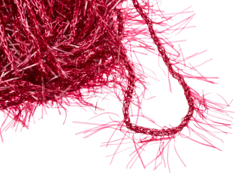 TIEMCO Hareline Polar Chenille Claret close-up highlights translucent fibers for lifelike motion.