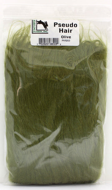 TIEMCO Hareline Pseudo Hair Olive close-up texture for realistic fly tails