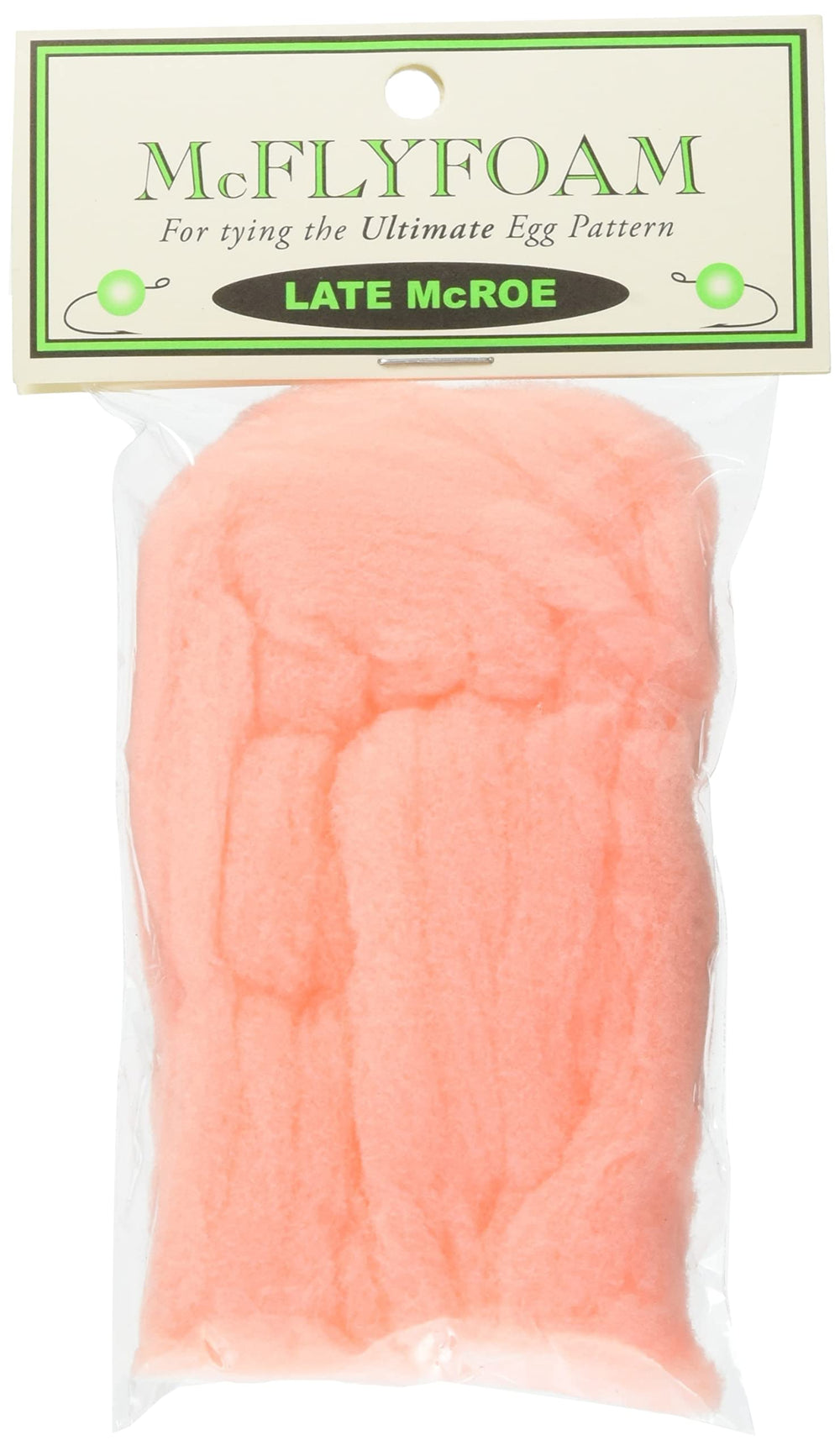 TIEMCO McFly Foam Late McRoe bottle shows colorfast yarn for egg yarns.