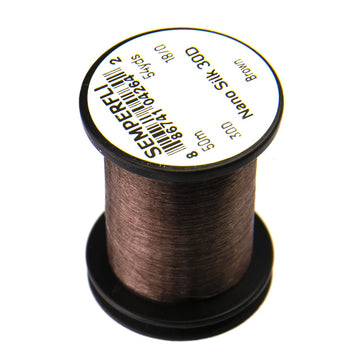 TIEMCO Semperfli Nano Silk 30D closeup reveals ultra-fine diameter for delicate fly tying.