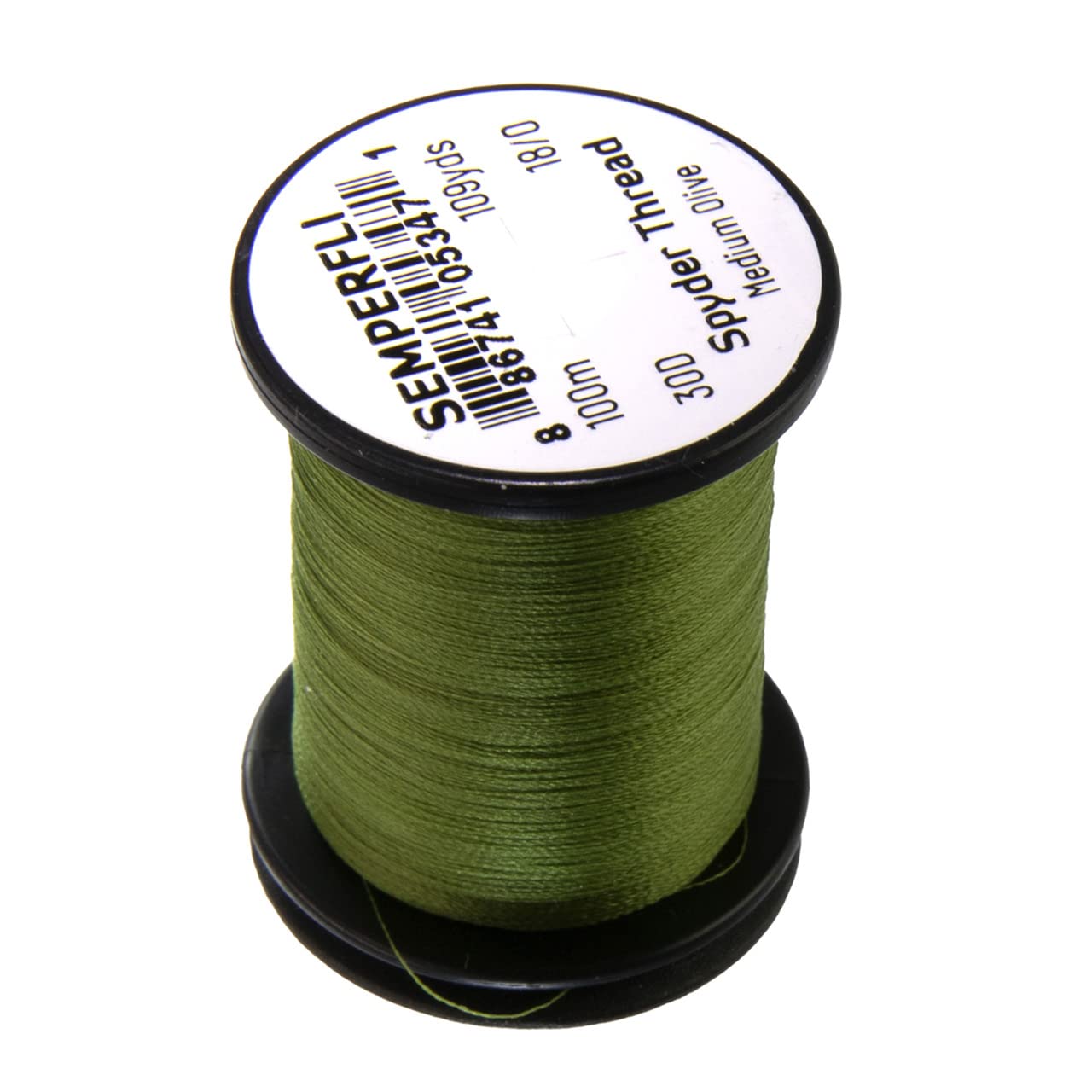 TIEMCO Spyder Thread Olive coil, semi-translucent for shade-matching on flies