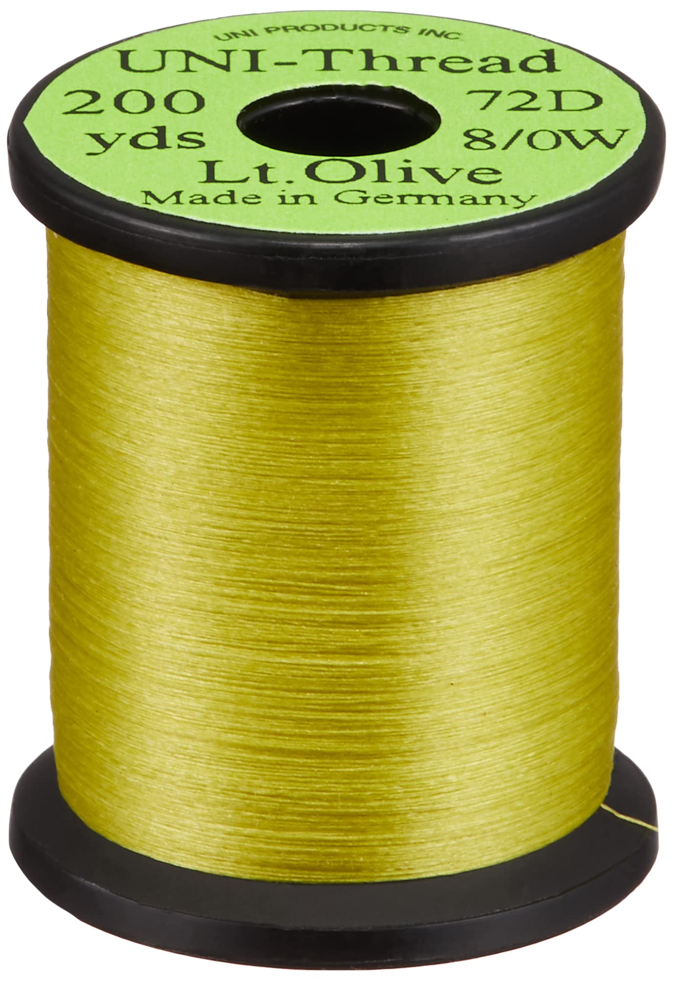 TIEMCO UNI 8/0 200yds light olive spool for smooth wraps and long use