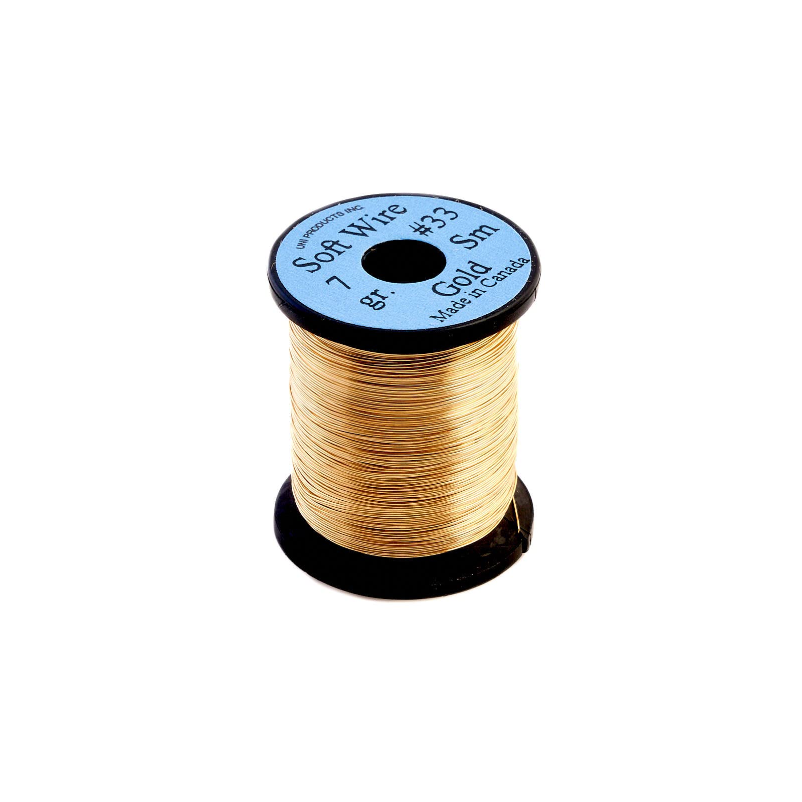 TIEMCO UNI Soft Wire S Gold close-up ideal for easy fly tying and clean workspace.
