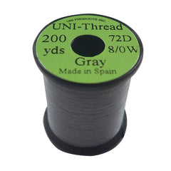 TIEMCO UNI gray 8/0 thread for strong, durable fly tying.