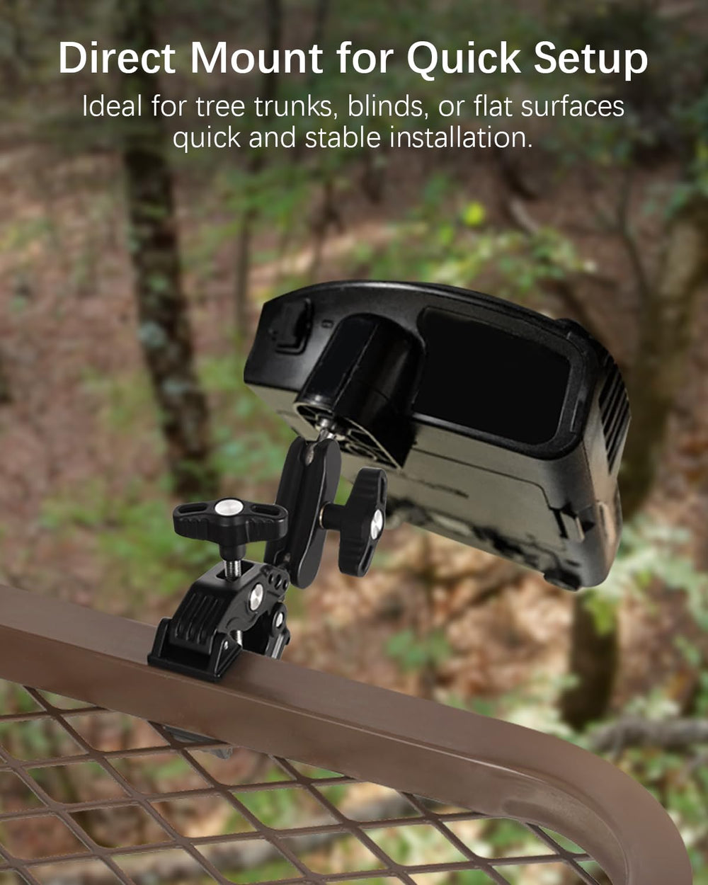 Tiga clamp mount with anti-slip pads protects surfaces while securing gear