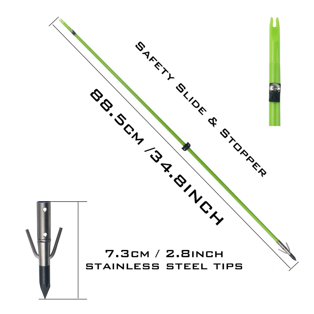 Tiger Archery bowfishing arrows pack includes six arrows and extra accessories.